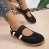 Zapatos de Entrenamiento Alemanes Redondos de Bloque de Color 2026 para Otoño, Calzado Casual Plano de Corte Bajo con Velcro para Mujer, Comercio Exterior Transfronterizo