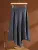 Nuevo Otoño/Invierno 2026 Falda de Punto 100% Lana Pura Estilo Old Money para Mujer Cintura Alta Falda Asimétrica de Línea A de Longitud Media