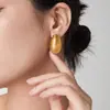 Venta Caliente Transfronteriza Diseño de Nicho Textura Rayada Multicapa Elegante Elegante Barty Acero de Titanio Chapado en Oro Pendientes