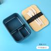 Lonchera de estilo japonés con tapa de madera y lonchera portátil para estudiantes, lonchera de paja de trigo para microondas.