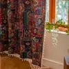 Cortinas Retro Estilo Americano con Rosas, Más Vendidos Transfronterizos, Estilo Pintura al Óleo Jacquard, Semioscuras, Cortinas sin Taladro para Ventanas de Mirador de Dormitorio