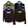 Camiseta feminina de algodão de bambu para outono, corte slim, color block, falsa peça dupla, manga longa, top simples casual moderno