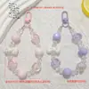 Cadena para teléfono móvil con cuentas de color macarrón de primavera, llavero pintado a mano, accesorios para bolsos, adornos colgantes, cadena en vivo.