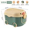 Caja de Almacenamiento de Juguetes para Niños Caja de Almacenamiento de Ropa de Bebé y Juguetes para el Hogar con Ruedas y Tirador Manual Caja de Almacenamiento Creativa de Dibujos Animados