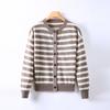Bc Mesmo Estilo 2025 Novo Elegante Listrado de Botão Único Cor Sólida Tricô Cardigan Suéter Casaco Feminino A0168220