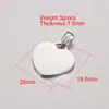 Accesorios de acero inoxidable con acabado espejo para comercio exterior, colgante de corazón, forma de corazón para manualidades con cierre, se puede grabar con láser, colgante de acero de titanio