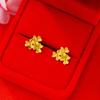 Atacado Moda Étnica Cobre Banhado 24k Brincos de Flores de Ouro Real Simples Rosa Brincos de Areia Vietnamita para Mulheres