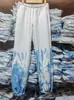 Conjunto Informal de Sudadera Gruesa y Pantalón de Chándal Azul Tie-Dye Hecho a Mano, Original, 100% Vegetal, Isatis Indigofolia, Moderno y Casual