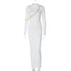 Nova moda feminina europeia e americana transfronteiriça Amazon inverno sexy com recortes manga longa vestido top atacado