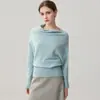 Outono/Inverno 2026 Feminina Irregular Um Ombro Gola Redonda Caxemira Manga Morcego Raglan Solta Emagrecedora Camada Interna Camada Base Camisa