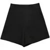 Pantalones casuales negros de cintura alta, versátiles y adelgazantes, adecuados para usar al aire libre, shorts cortos, estilo coreano 2026 primavera/verano, shorts de pierna ancha talla grande para mujer