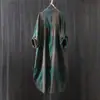 Comercio Exterior Transfronterizo Abrigo Delgado de Primavera y Otoño Camisa de Cuadros de Algodón y Lino Talla Grande para Mujer Holgada de Longitud Media Camisa para Mujer del Sudeste Asiático