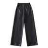 Pantalones de cuero casuales estilo chica sexy retro americana para mujer, otoño e invierno 2023, pantalones anchos casuales sueltos de cintura baja de calle alta americana