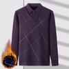 Suéter de Inverno do Papai com Forro de Fleece, Engrossado para Homens de Meia-Idade, Falso Duas Peças, Adequado para Idades 40-50, Blusa Quente de Tricô