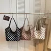 Bolsa de axila com poá e laço 2026 nova bolsa tote estilosa com grande capacidade, leve e design chique