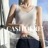Moderna Camisola sin Mangas de Cachemir con Cuello en V y Canalé Otoño-Invierno 2026 para Mujer, Versátil Chaleco de Punto de Lana