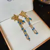 Pendientes de Borla con Forma de Gota de Agua y Circonita Azul Estilo Francés, Lujo Ligero y Sensación de Alta Gama, Pendientes de Moda Versátiles con un Diseño Único