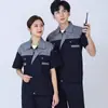 Overol de verano de manga corta traje taller personalizado fábrica herramientas de reparación de automóviles impresión de logotipo ropa de trabajo resistente al desgaste protección laboral