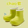 Botas de lluvia para exteriores con suela gruesa para mujer, moda de primavera, estilo coreano, costuras en colores caramelo, botas altas de caña gruesa para las cuatro estaciones, zapatos de goma