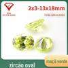 Anel com pedra bruta de zircônia verde oval em formato de fruta, superfície com CZ verde-maçã sintético em formato de ovo, cravação com parafina Hao, atacado de fábrica
