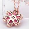 Collar de flor roja Jinse colgante de circonita de cristal incrustado en cobre chapado en oro rosa Corea del Sur Collar súper de hadas joyería para el cuello