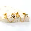 Pendientes de Acero Inoxidable con Doble Perforación para Orejas, Diseño de Comercio Exterior Transfronterizo, Pendientes de Flor Mariposa de Estilo Dulce y Fresco, Modernos y Versátiles