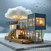 Casa Modular Contenedor de Techo Alto de Niveles Divididos Casa Club Doble Capa Vidrio Panorámico Comedor B&B Casa Integrada Turismo Cultural Zona Escénica