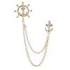Broche de ancla con diseño de timón y ramillete estilo naval coreano, insignia para traje de hombre y mujer