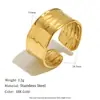 Mengjia Joyería de Moda de Nicho Transfronteriza Europea y Americana Anillo Abierto de Acero Inoxidable Chapado en Oro de 18 Quilates con Textura Martillada Ancha