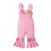 Macacão de Bebê com Suspensórios Florais, Calça Infantil em Padrão Waffle, Suprimento Transfronteiriço, Calça Flare de Verão para Meninas em Estoque