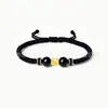Pulseira de Contas da Sorte com Mantra de Seis Caracteres em Ouro Puro 999, Pulseira Trançada de Obsidiana, Ano do Zodíaco, Atacado de Fábrica