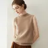 Chaleco 100% cachemir modelo 2026 para mujer, capa interior cálida, chaleco de punto de cachemir, chaleco sin mangas de cuello semi-alto para mujer