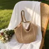 2026 Nuevo Bolso de Hombro Casual para la Playa, Tejido de Paja Hecho a Mano de Gran Capacidad para Vacaciones, Bolso Calado