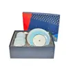 Cuenco de Porcelana China Casual y de Moda Vajilla Rusa Serie Estrella Cuenco Azul Claro Plato con Cuchara Set de Caja de Regalo Recomendado para Regalar