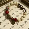 Pulseiras empilhadas com múltiplas contas estilo Xizang, estilo étnico vintage, pulseiras trançadas à mão, acessórios versáteis para fotos de viagem e férias para mulheres