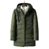 Chamarra de algodón gruesa y cálida de longitud media para hombre, abrigo de algodón con capucha, estilo popular de invierno para hombres jóvenes