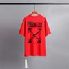 [Versão de corda longa] OFF99 Paint Graffiti Printing OW Arrow Camiseta de manga curta masculina solta com gola redonda, maré branca feminina