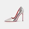 Tacones de aguja de punta fina, corte bajo, talla grande 35-46, de cuero brillante con suela roja, modelo nuevo sexy, disponibles para dropshipping