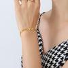 Diseño de Nicho Ins Simple Personalidad Hip-hop Geométrico Cadena de Tarjetas Pulsera Pulsera Decoración Acero de Titanio Oro de 18K Femenino E143