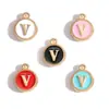 Acessórios para joias DIY pulseira de renda esmaltada dupla face brincos pequenos pingentes esmaltados 26 letras inglesas liga