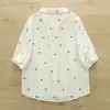 Camisa artística y fresca de estilo coreano con estampado y manga tres cuartos para mujer, nueva moda casual de moda para el verano 2025