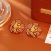 Pendientes Retro Estilo Hong Kong con Corte de Flor Plisada, Pendientes de Moda de Alta Gama y Elegantes para Mujer, Joyería de Estilo Popular de Nicho