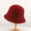 Nuevo sombrero de pescador de punto hueco de mezcla de lana para otoño e invierno para mujer, hace que la cara se vea más pequeña, versátil y cálido, sombrero tipo cubo de moda estilo coreano