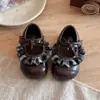 Zapatos Mary Jane de Cuero Estilo Coreano para Niñas 2026 Nuevo Estilo Otoño/Invierno Zapatos Individuales de Encaje con Lazo Princesa Zapatos Versátiles para Bebé