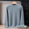 2026 Suéter de Cachemira Engrosado de Canalé con Cuello Medio Alto para Hombre Otoño Invierno Casual de Negocios Tejido Capa Base Suéter de Manga Larga