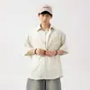 Ropa para Hombre Hanlu Camisa de Manga Corta Suave y con Caída Verano Nuevo Color Sólido Pareja Casual Holgada Camisa Chaqueta Q