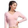 Ropa de yoga para mujer, primavera, nueva, hermosa espalda, ajustada, top de moda con almohadilla para el pecho, algodón Xinjiang, color sólido, deportivo, fitness, manga larga