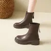 Dr. Marrom. Botas Martens novas femininas de outono estilo britânico botas curtas para pessoas baixinhas retrô sola grossa botas da moda que afinam