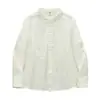 Camisa Básica Simple de Algodón Otoño Estilo Coreano Cuello Polo Versátil Holgada Aspecto Adelgazante Camisa Base para Vestir en Capas para Mujer