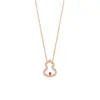 Nueva Cadena para Clavícula de Calabaza Estilo Chino para Mujer Versión Alta Dorada V Grueso Chapado en Oro Rosa 18K Moda Lujo Ligero Madreperla Blanca